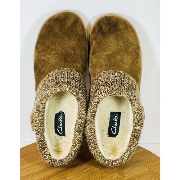 Clarks Brown Suede Mocs Women's Size US 9M Slip On Sherpa Lined Mocs - Picture 5 of 7